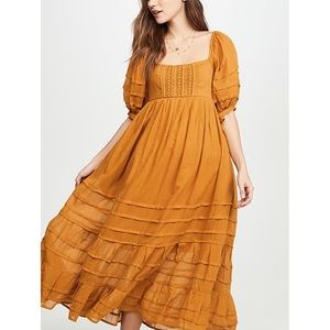Free people”let’s be friends” dress -aged mustard